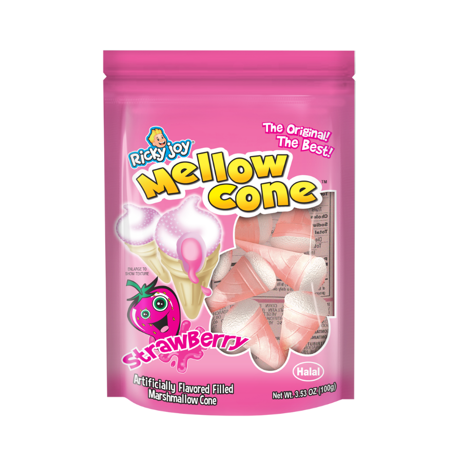 Strawberry Ricky Ricky Joyยฎ Mellow Coneโข Strawberry Jelly Filled Marshmallow Cones ...