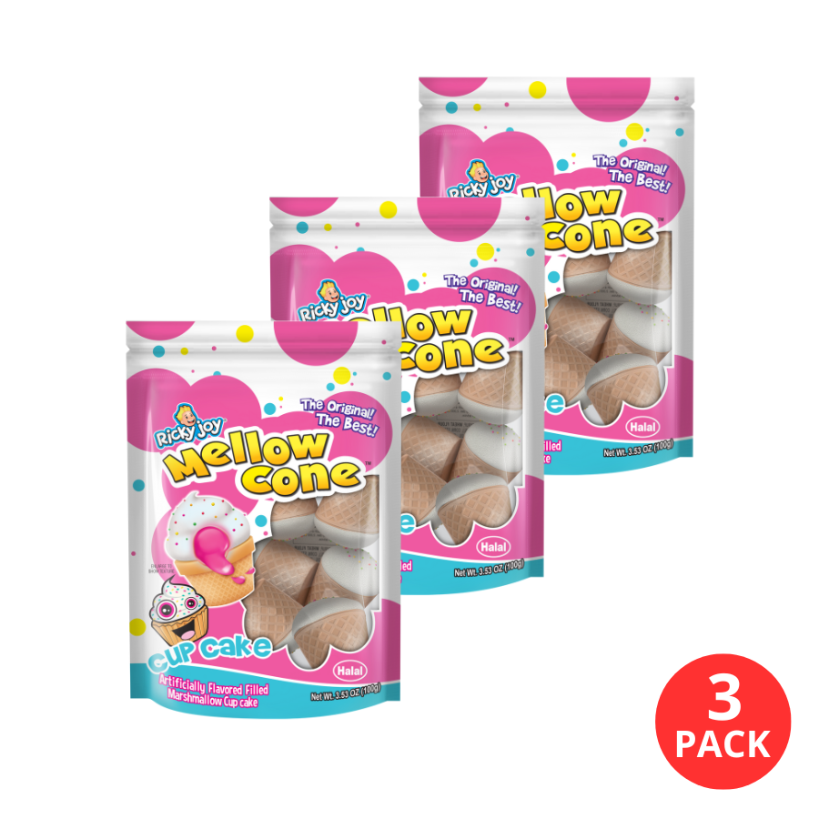 Ricky Joy® Mellow Cone™ - Cupcake Strawberry - 3.53 OZ (Pack of 3